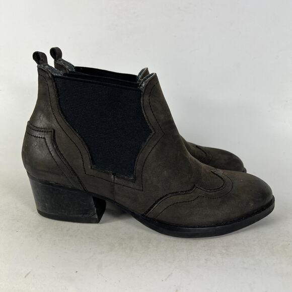 bussola Chelsea Boots Womens 6.5 Gray Suede Detailing Elastic Block-Heel Western - Picture 2 of 12